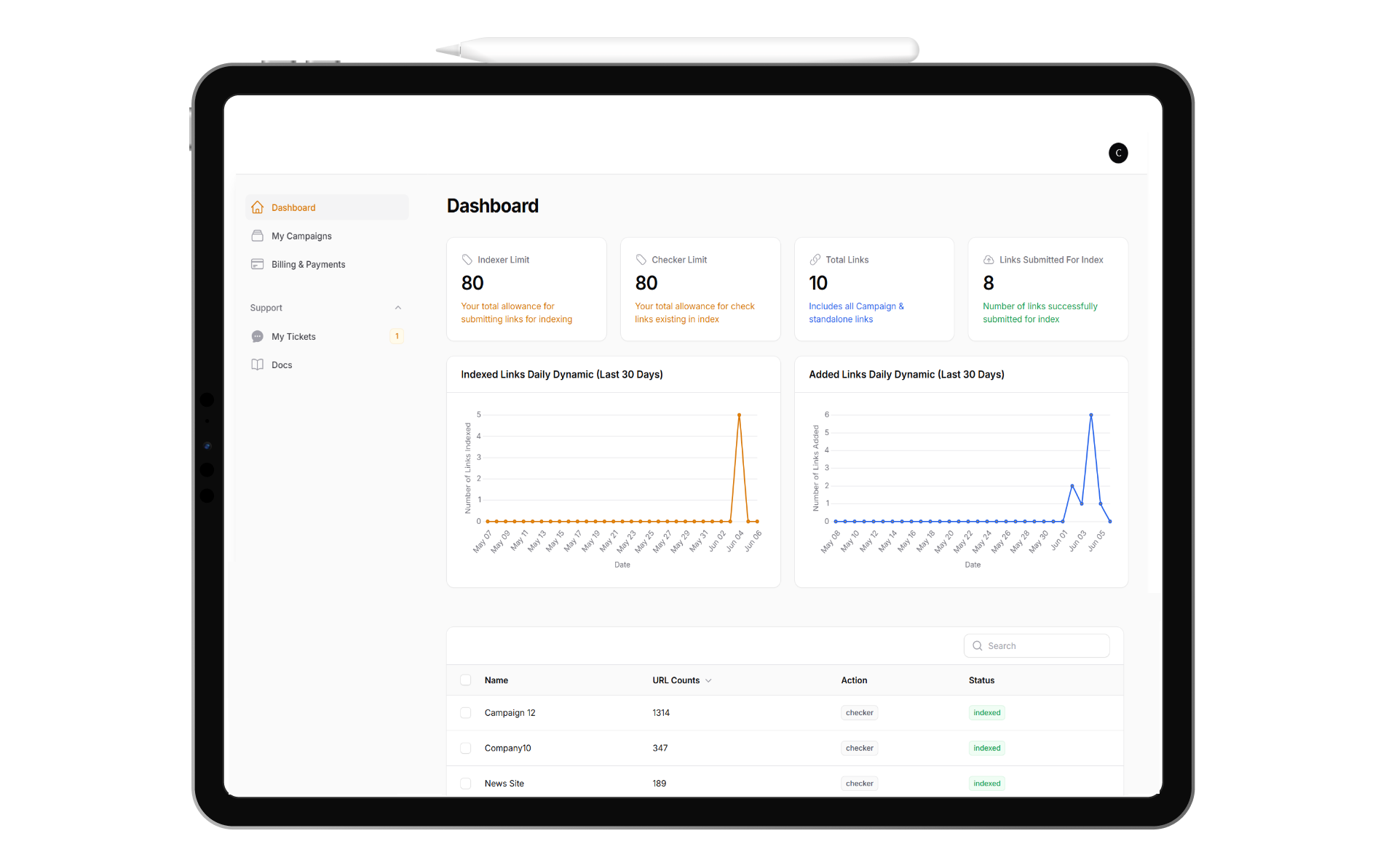 Product Screenshot on Tablet